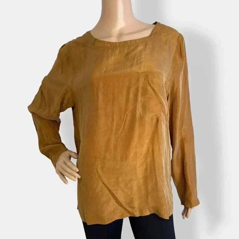 Vintage Jordan Gold Long Sleeve Silk‎ Blouse